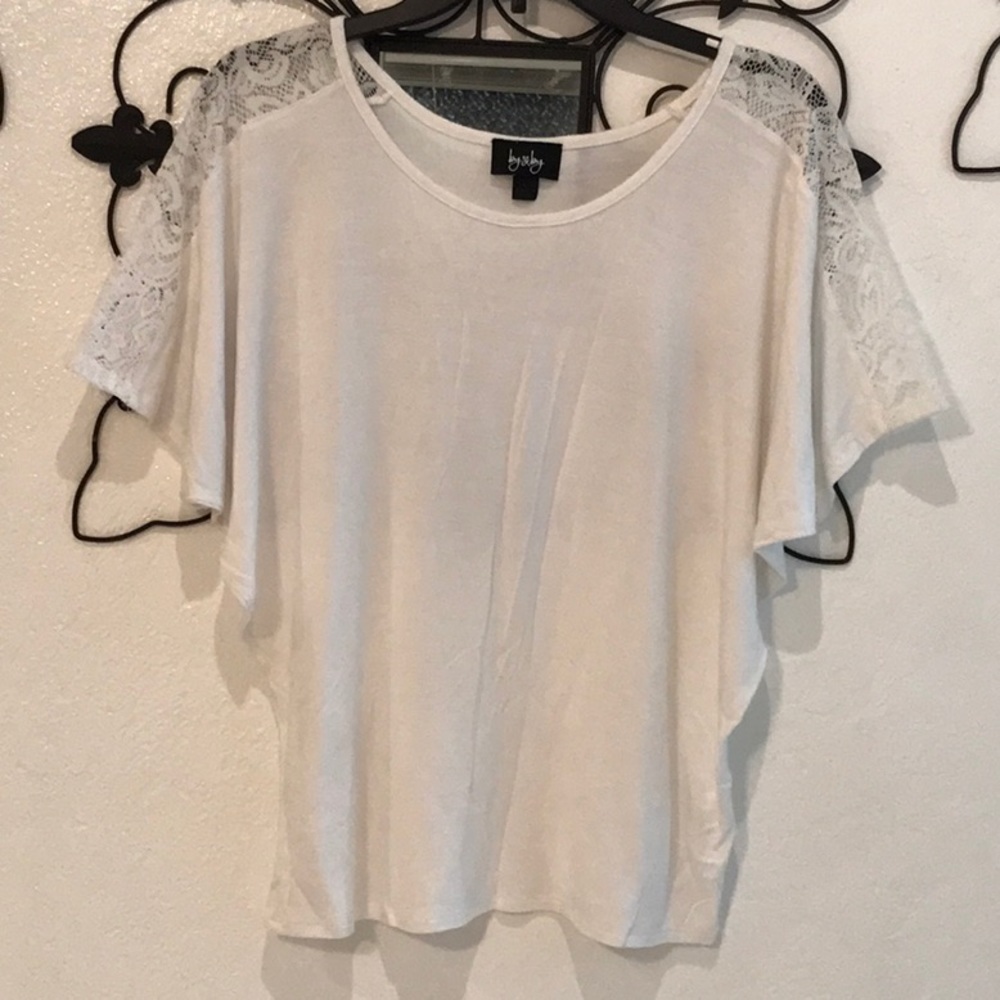 By & By White Flutter Top